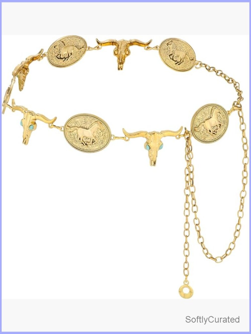 Vintage Western Concho Chain Belt Cowgirl Waist Chain for Dresses - Picture 1 of 7